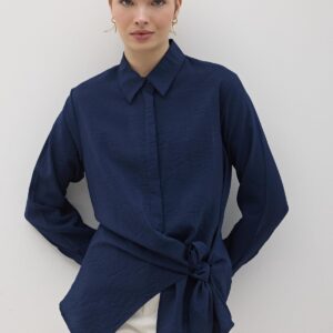 Side Tie Modal Shirt Navy - Brand: Levure - Women & Kids, Baby Clothes Wholesale - TheBS Women