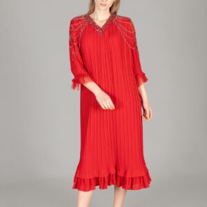 V Neck Venus Pleated Dress - Brand: GUMANIZE - Women & Kids, Baby Clothes Wholesale - TheBS Women