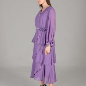 V Neck Multi Chiffon Dress - Dark - Brand: GUMANIZE - Women & Kids, Baby Clothes Wholesale - TheBS Women