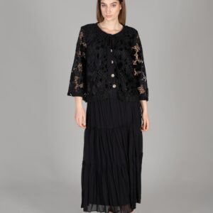 Round Neck Embroidered Velvet Jacket Chiffon Skirt - Black - Brand: GUMANIZE - Women & Kids, Baby Clothes Wholesale - TheBS Women