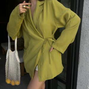 Oil100% Modal Fabric Tie Oversize Jacket 29106 - Brand: First Angels - Women & Kids, Baby Clothes Wholesale - TheBS Women