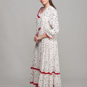 V Neck Polka Dot Chiffon Dress - Brand: GUMANIZE - Women & Kids, Baby Clothes Wholesale - TheBS Women