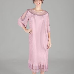 Oval Collar Stone Pleated Dress - Brand: GUMANIZE - Women & Kids, Baby Clothes Wholesale - TheBS Women