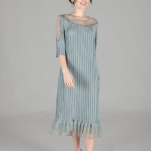 Oval Collar Stone Pleated Dress - Brand: GUMANIZE - Women & Kids, Baby Clothes Wholesale - TheBS Women