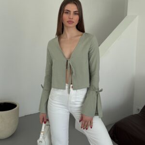 Linen Tie Shirt - Brand: My Fashion - Women & Kids, Baby Clothes Wholesale - TheBS Women