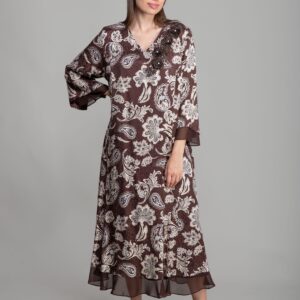 V Neck Jacquard Empirme Dress - Multicolor - Brand: GUMANIZE - Women & Kids, Baby Clothes Wholesale - TheBS Women