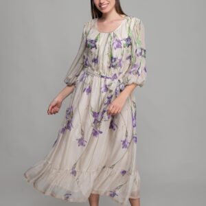 Round Neck Floral Pattern Print Dress - Multicolor - Brand: GUMANIZE - Women & Kids, Baby Clothes Wholesale - TheBS Women