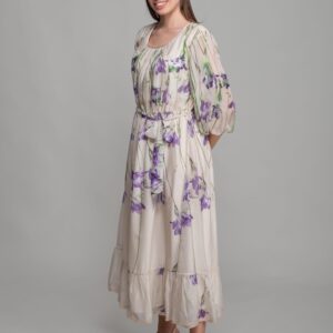 Round Neck Floral Pattern Print Dress - Multicolor - Brand: GUMANIZE - Women & Kids, Baby Clothes Wholesale - TheBS Women