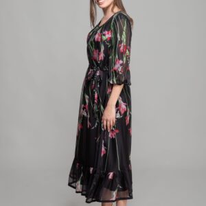 Round Neck Floral Pattern Print Dress - Multicolor - Brand: GUMANIZE - Women & Kids, Baby Clothes Wholesale - TheBS Women