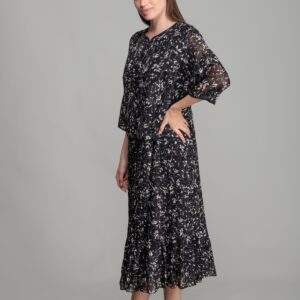 Round Neck Cutout Chiffon Blouse Dress - Multicolor - Brand: GUMANIZE - Women & Kids, Baby Clothes Wholesale - TheBS Women