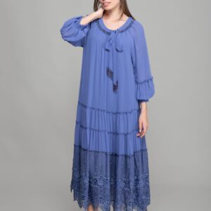 Round Neck Ruffle Chiffon Dress - Brand: GUMANIZE - Women & Kids, Baby Clothes Wholesale - TheBS Women