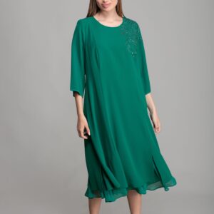 Cuff Round Neck Gown Dress - Brand: GUMANIZE - Women & Kids, Baby Clothes Wholesale - TheBS Women