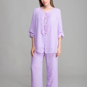 V Neck Blouse Pants Chiffon Set - Brand: GUMANIZE - Women & Kids, Baby Clothes Wholesale - TheBS Women