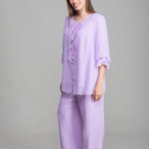 V Neck Blouse Pants Chiffon Set - Brand: GUMANIZE - Women & Kids, Baby Clothes Wholesale - TheBS Women