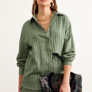Striped Oversized Shirt With Front Buttons - Brand: Levure - Women & Kids, Baby Clothes Wholesale - TheBS Women