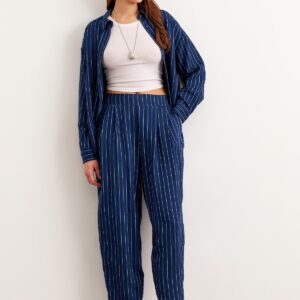 Elastic Waist Striped Long Pants Navy - Brand: Levure - Women & Kids, Baby Clothes Wholesale - TheBS Women