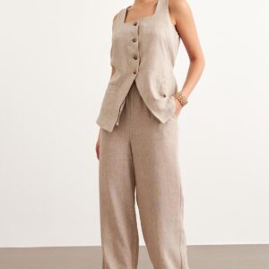 Elastic Waist Linen Trousers - Brand: Levure - Women & Kids, Baby Clothes Wholesale - TheBS Women