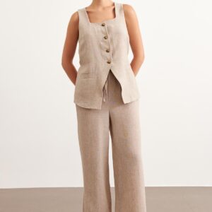 Elastic Waist Linen Trousers - Brand: Levure - Women & Kids, Baby Clothes Wholesale - TheBS Women