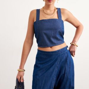 Suspended Jeans Bustier Rins Wash - Blue - Brand: Levure - Women & Kids, Baby Clothes Wholesale - TheBS Women