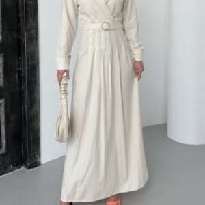 Linen Dress With Belt - Brand: My Fashion - Women & Kids, Baby Clothes Wholesale - TheBS Women