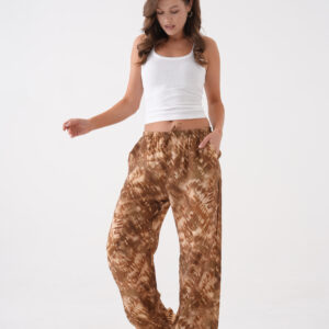 Coffee Tie Dye Pattern Wide Cut Modal Pants 29187 - Brand: First Angels - Women & Kids, Baby Clothes Wholesale - TheBS Women