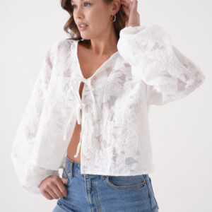 Creamy Chiffon Patterned Organza Blouse 29101 - Brand: First Angels - Women & Kids, Baby Clothes Wholesale - TheBS Women