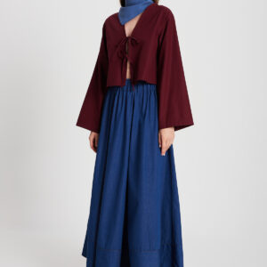 Burgundy Poplin Front Tie Blouse 29085 - Brand: First Angels - Women & Kids, Baby Clothes Wholesale - TheBS Women