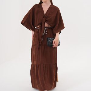 Elastic Waist And Cord Detailed Long Skirt - Brand: Levure - Women & Kids, Baby Clothes Wholesale - TheBS Women