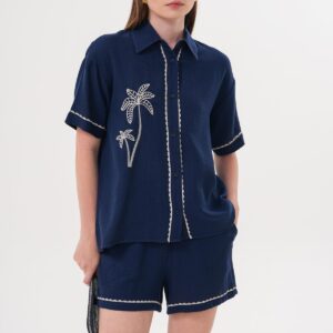 Embroidery Detailed Buttoned Mueslin Shirt - Brand: Levure - Women & Kids, Baby Clothes Wholesale - TheBS Women