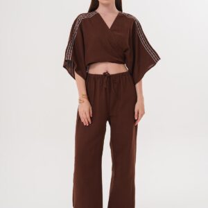 Shoulder Embroidery Detailed Tie Waist Shirt - Brand: Levure - Women & Kids, Baby Clothes Wholesale - TheBS Women