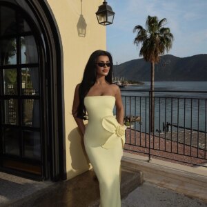 Rose Detail Strapless Dress - Brand: EYYO ATELIER - Women & Kids, Baby Clothes Wholesale - TheBS Women