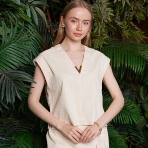 Beige Casual Elegant Modest Blouse - Brand: XLove - Women & Kids, Baby Clothes Wholesale - TheBS Women