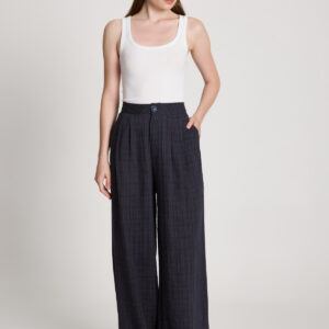 Navy Blue Palazzo Pants With Checkered Pattern - Brand: First Angels - Women & Kids, Baby Clothes Wholesale - TheBS Women