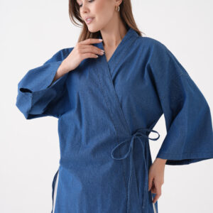 Blue Kimono With V-Neck And 3/4 Straight Sleeves - Brand: First Angels - Women & Kids, Baby Clothes Wholesale - TheBS Women