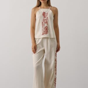 Beige Floral Palazzo Set For Casual Elegance - Brand: Reyon - Women & Kids, Baby Clothes Wholesale - TheBS Women