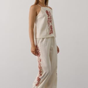 Beige Floral Palazzo Set For Casual Elegance - Brand: Reyon - Women & Kids, Baby Clothes Wholesale - TheBS Women