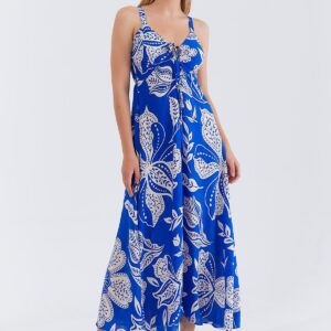 Blue Floral Sleeveless Floor Length Slip Dress - Brand: Reyon - Women & Kids, Baby Clothes Wholesale - TheBS Women