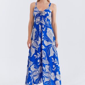 Blue Floral Sleeveless Floor Length Slip Dress - Brand: Reyon - Women & Kids, Baby Clothes Wholesale - TheBS Women