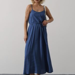 Blue Slip Dress With Square Neck For Work And Party - Brand: Reyon - Women & Kids, Baby Clothes Wholesale - TheBS Women