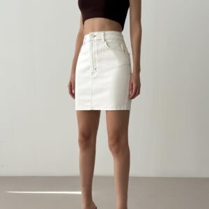 White Bodycon Mini Skirt With Buttoned Closure - Brand: LACARINO - Women & Kids, Baby Clothes Wholesale - TheBS Women