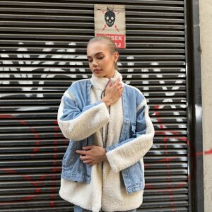 Blue Oversized Fit Shacket Jacket With High Collar - Brand: My Jest Fashion - Women & Kids, Baby Clothes Wholesale - TheBS Women