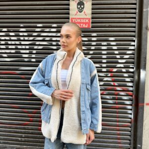 Blue Oversized Fit Shacket Jacket With High Collar - Brand: My Jest Fashion - Women & Kids, Baby Clothes Wholesale - TheBS Women