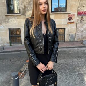 Black Biker Jacket – Punk Streetwear Crop Zip Up - Brand: My Jest Fashion - Women & Kids, Baby Clothes Wholesale - TheBS Women