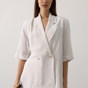 Beige Double-Breasted Blazer Jacket - Brand: Reyon - Women & Kids, Baby Clothes Wholesale - TheBS Women