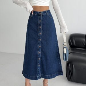 A-Line Midi Skirt With High Waist And Patch Pocket - Brand: XLove - Women & Kids, Baby Clothes Wholesale - TheBS Women