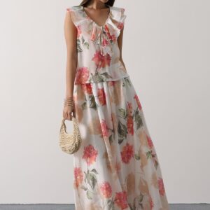 White Boho Sleeveless Floral V-Neck Blouse - Brand: Reyon - Women & Kids, Baby Clothes Wholesale - TheBS Women