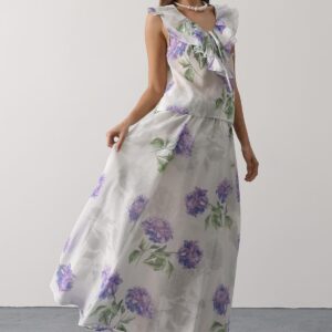 White Flared Maxi Skirt Mid Waist Pull On - Brand: Reyon - Women & Kids, Baby Clothes Wholesale - TheBS Women