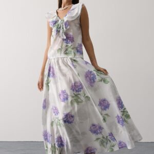 White Flared Maxi Skirt Mid Waist Pull On - Brand: Reyon - Women & Kids, Baby Clothes Wholesale - TheBS Women