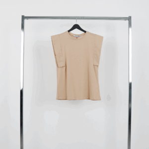 Beige Casual Tshirt With Round Neck And Regular Fit - Brand: Cream Rouge - Women & Kids, Baby Clothes Wholesale - TheBS Women