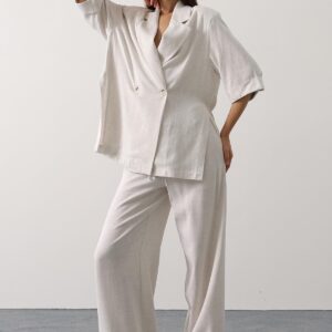 Elegant Beige Palazzo Pants With Wide Leg - Brand: Reyon - Women & Kids, Baby Clothes Wholesale - TheBS Women